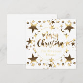 Goud en wit Script Sterren Modern Merry Christmas (Voorkant / Achterkant)