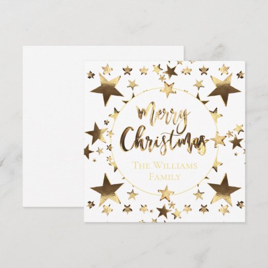 Goud en wit Script Sterren Modern Merry Christmas (Voorkant / Achterkant)