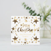 Goud en wit Script Sterren Modern Merry Christmas (Staand voorkant)