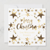 Goud en wit Script Sterren Modern Merry Christmas (Voorkant)