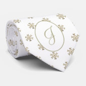 Goud en wit Snowflakes Patroon monogrammen Stropdas (Opgerold)
