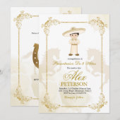 Goud en wit Spaans Mexicaans Jongen Charro Kaart (Voorkant / Achterkant)