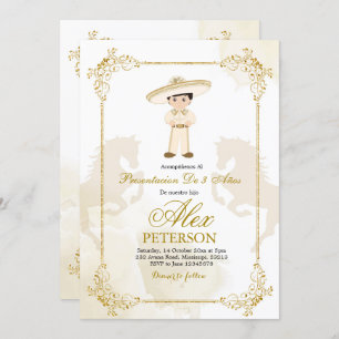 Goud en wit Spaans Mexicaans Jongen Charro Kaart