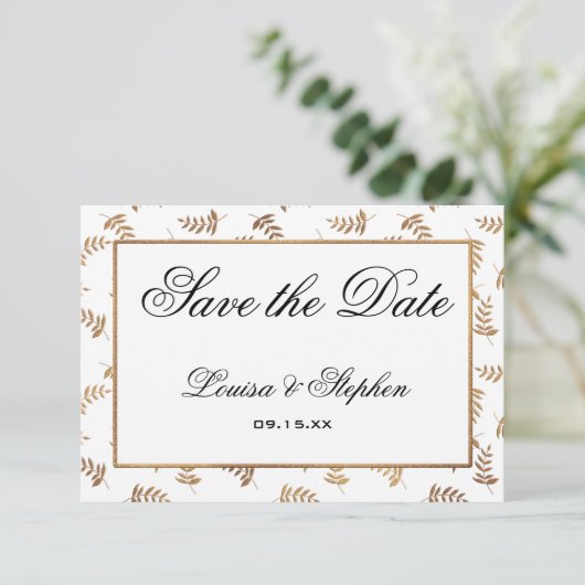 Goud en wit sparen de Datum Kaart (Staand voorkant)