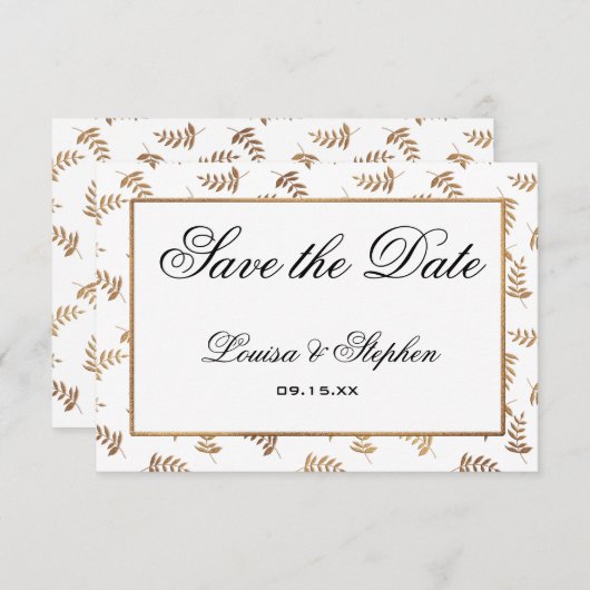 Goud en wit sparen de Datum Kaart (Voorkant / Achterkant)