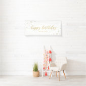 Goud en wit | Sparkle Happy Birthday Party Banner (Insitu)