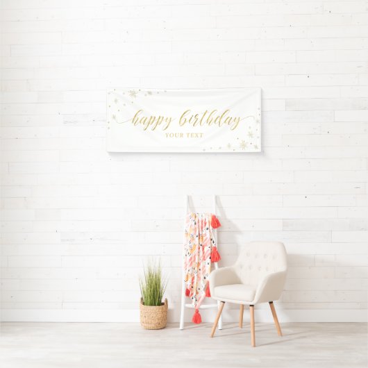 Goud en wit | Sparkle Happy Birthday Party Banner (Insitu)
