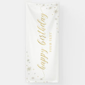 Goud en wit | Sparkle Happy Birthday Party Banner (Verticaal)