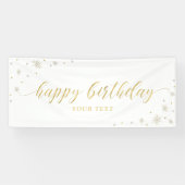 Goud en wit | Sparkle Happy Birthday Party Banner (Horizontaal)