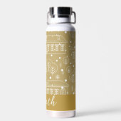 Goud en wit stadslandschap Kerstvakantie Waterfles (Achterkant)