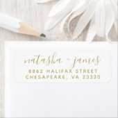 Goud en Wit Stijlvol Script Trouwadres Etiket (Insitu)