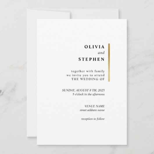 Goud en wit. Stijlvolle eenvoudige Typografie Wedd Kaart (Voorkant)