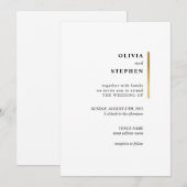 Goud en wit. Stijlvolle eenvoudige Typografie Wedd Kaart (Voorkant / Achterkant)