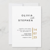 Goud en wit. Stijlvolle minimale Typografie Wedden Kaart (Voorkant)