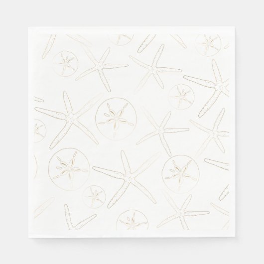 Goud en Wit - Strand, Maritiem Servet (Voorkant)