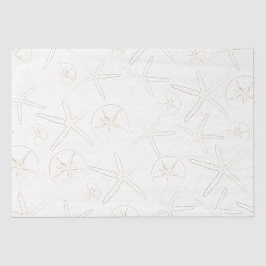 Goud en Wit - Strand, Nautisch Tissuepapier (Voorkant)