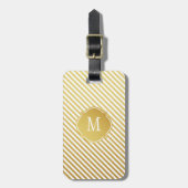 Goud en wit Stripes Monogram Bagagelabel (Voorkant verticaal)