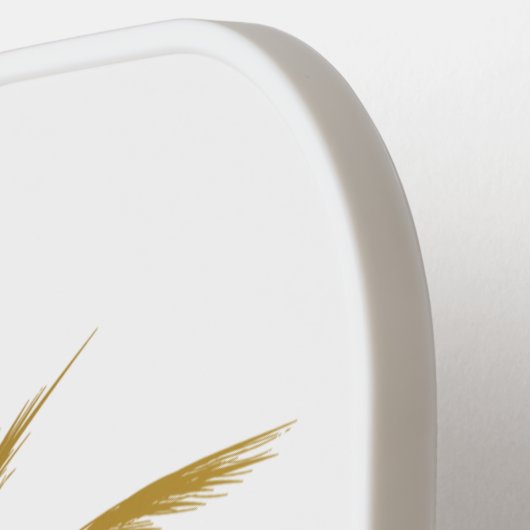 Goud en wit tropisch palm pickleball paddle (Links Detail)