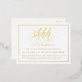 Goud en wit verrassingsfeest folie uitnodiging briefkaart (Voorkant / Achterkant)