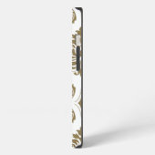 Goud en wit vintage damask patroon iPhone hoesje (Linkerkant)