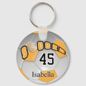 Goud en wit Voetbal Sleutelhanger (Voorkant)