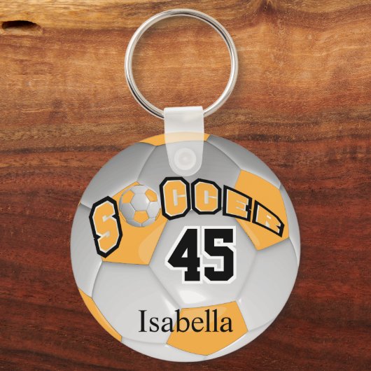 Goud en wit Voetbal Sleutelhanger (Achterkant)
