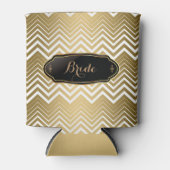 Goud en wit Zigzag Chevron Blikjeskoeler (Voorkant)