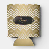 Goud en wit Zigzag Chevron Blikjeskoeler (Achterkant)