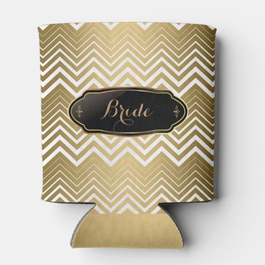 Goud en wit Zigzag Chevron Blikjeskoeler (Achterkant)