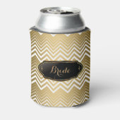 Goud en wit Zigzag Chevron Blikjeskoeler (Blikje Achterkant)