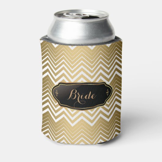 Goud en wit Zigzag Chevron Blikjeskoeler (Blikje Achterkant)