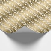 Goud en wit Zigzag Chevron Cadeaupapier (Hoek)