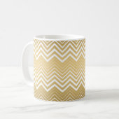 Goud en wit Zigzag Chevron Koffiemok (Voorkant links)