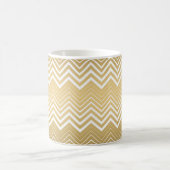 Goud en wit Zigzag Chevron Koffiemok (Center)