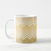 Goud en wit Zigzag Chevron Koffiemok (Links)