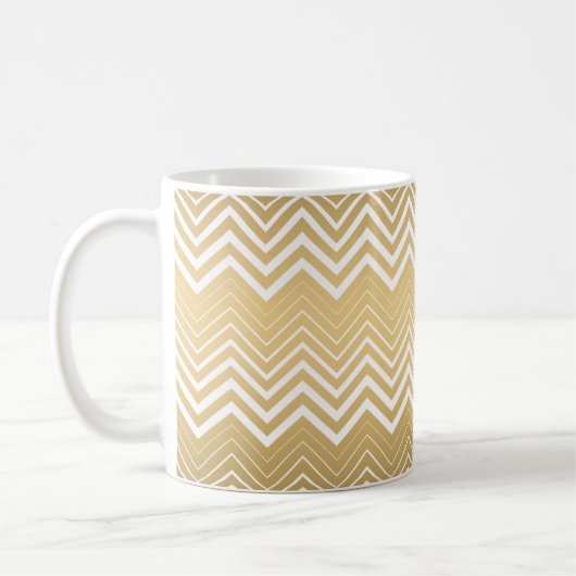 Goud en wit Zigzag Chevron Koffiemok (Links)