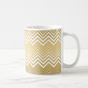Goud en wit Zigzag Chevron Koffiemok