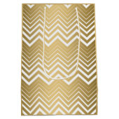 Goud en wit Zigzag Chevron Medium Cadeauzakje (Achterkant)