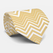 Goud en wit Zigzag Chevron Stropdas (Opgerold)