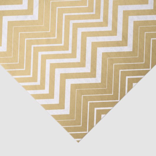 Goud en wit Zigzag Chevron Tissuepapier (Detail)