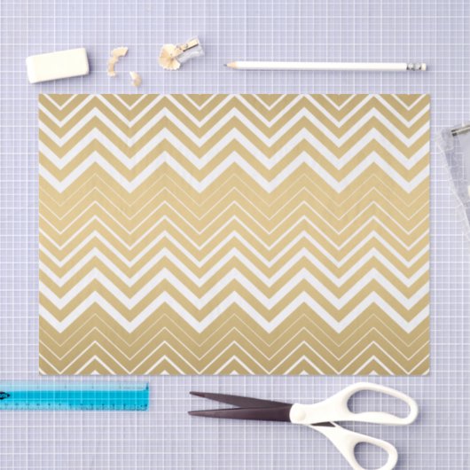 Goud en wit Zigzag Chevron Tissuepapier (Craft)