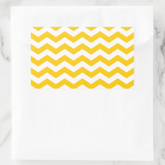 Goud en Wit Zigzag Rechthoekige Sticker (Tas)