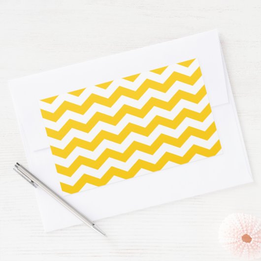 Goud en Wit Zigzag Rechthoekige Sticker (Envelop)