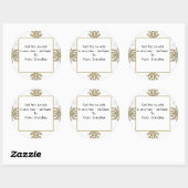 Goud en Wit Zilver Damask Foto Logo Ronde Sticker (Vel)