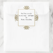 Goud en Wit Zilver Damask Foto Logo Ronde Sticker (Tas)