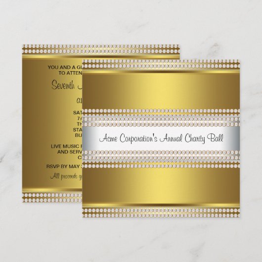 Goud en Wit Zwart Stropdas Corporate Party Kaart (Voorkant / Achterkant)