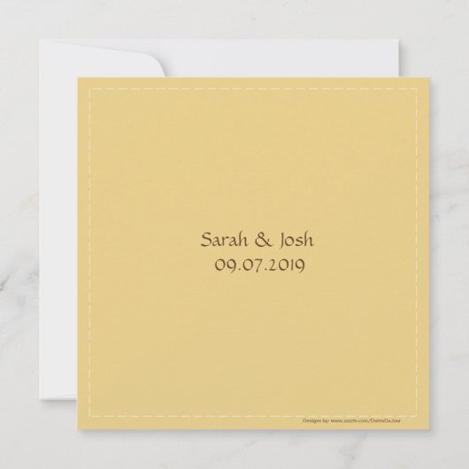 Goud en witdamesbrocade Joodse bruiloft Kaart (Achterkant)