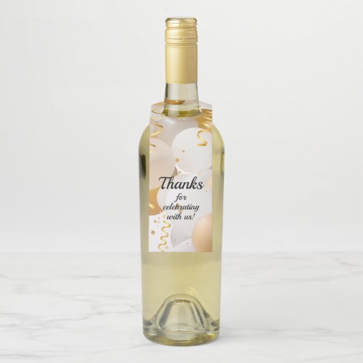 Goud en witte ballonnen flessenhanger (Op fles)