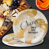 Goud en witte ballonnen van afgelopen dag papieren bordje