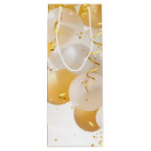 Goud en witte ballonnen van afgelopen dag wijn cadeautas (Achterkant)
